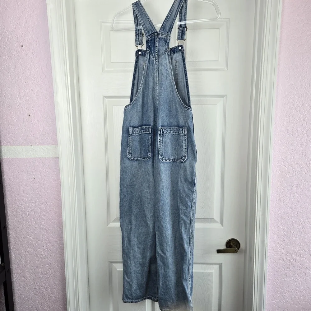 Gap Kids Denim Bib Overalls Girls Size XL 12 Medium Wash Jeans‎ Pockets